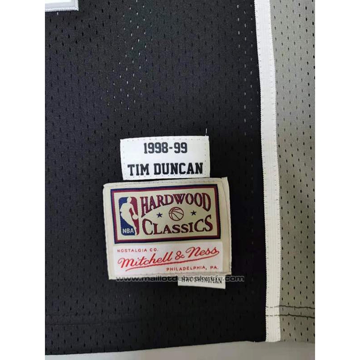 Maillot San Antonio Spurs Tim Duncan #21 Mitchell & Ness 1998-99 Noir2